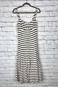 MAEVE Women's Blue & White Linen Blend Button Front Maxi Dress US 6 - Picture 1 of 5