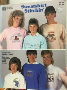 Banar Designs CL-86 SWEATSHIRT STITCHIN' Counted Cross Stitch ~ 6 charts - Picture 1 of 8
