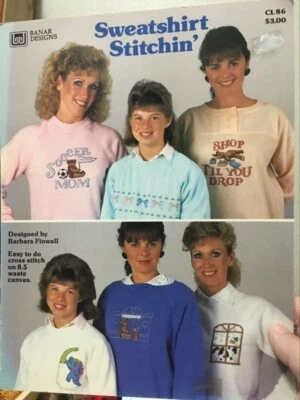 Banar Designs CL-86 SWEATSHIRT STITCHIN' Counted Cross Stitch ~ 6 charts - Image 1 of 4