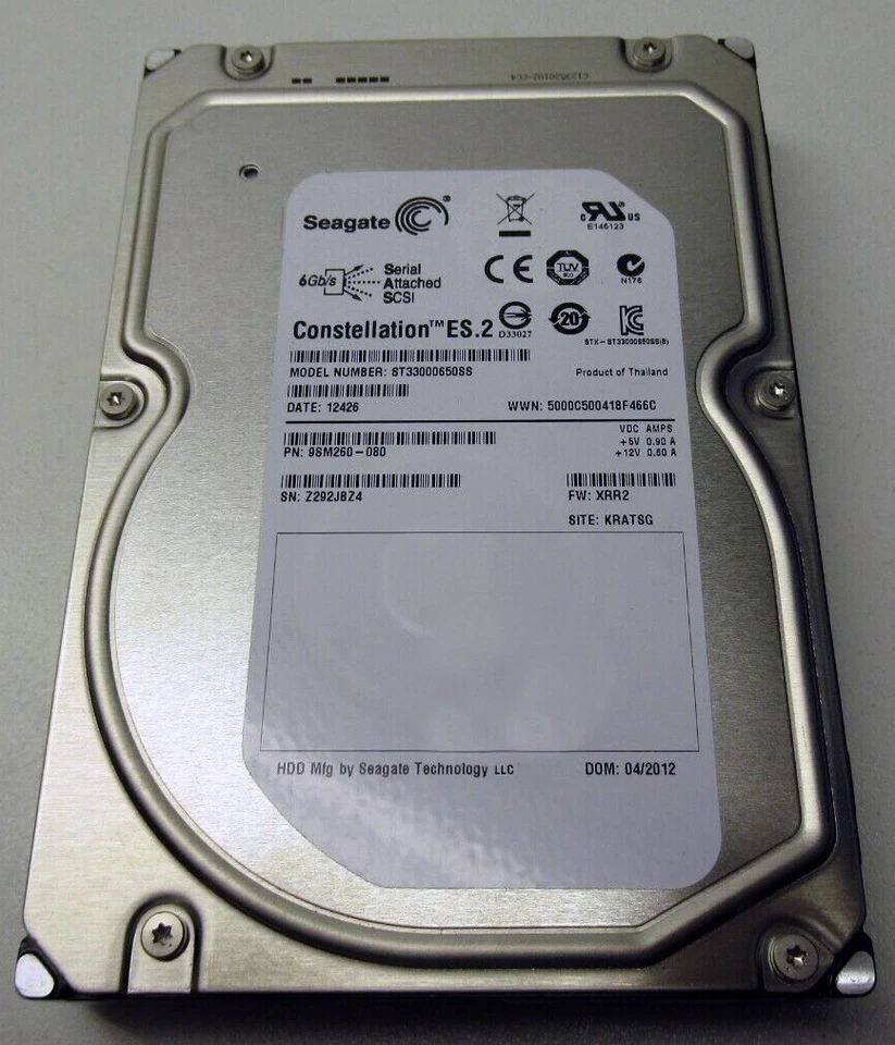 Seagate Constellation ES.2 3TB 3.5" SAS 6Gb/s 7.2K 64MB Server HDD ST33000650SS - Image 1 of 1