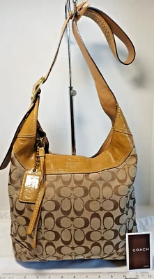 Bandolera Coach Bleeker Sophie bronceada mediana hobo firma lona cuero Foto 1 de 4