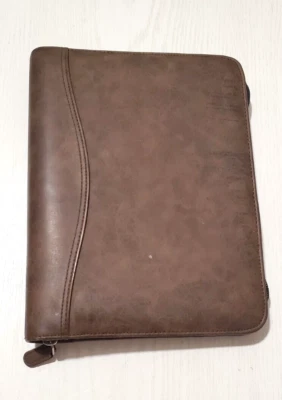 Temporizador de día jaspeado marrón cremallera planificador 7 insertos de anillo 10,5x8 carpeta organizadora Foto 1 de 4