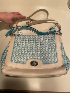 Borsa a tracolla Coach nuova con etichette Legacy Caning Romy #23411 Robin sabbia leggera AUTENTICA! - Foto 1 di 12