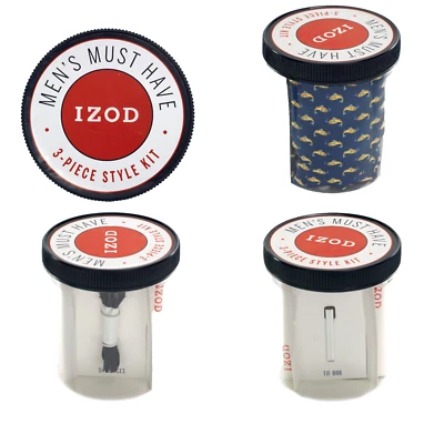 IZOD Men's 3-Piece Style Kit BLUE FISH Print TIE & SHOELACES & TIE BAR Gift Set - Image 1 of 4