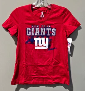 New York Giants NFL Team Apparel Girls' Large 10/12 V-Neck Cap Sleeve Red Tee - Picture 1 of 6