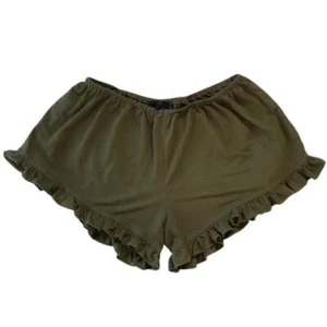Army Green Soft Flow Ruffle Hem Shorts by Olivaceous Size Large EUC Hippie Boho - Picture 1 of 3