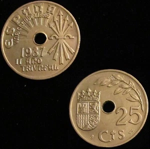 *GUTSE* FRANCO-3, 25 CÉNTIMOS 1937, CASI SIN CIRCULAR. - Foto 1 di 1