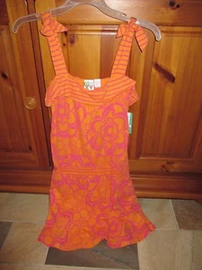 NWT Girls, ROXY, Size M, Orange/Hot Pink 100% Cotton Sun Dress, Summer, Beach! - Picture 1 of 1