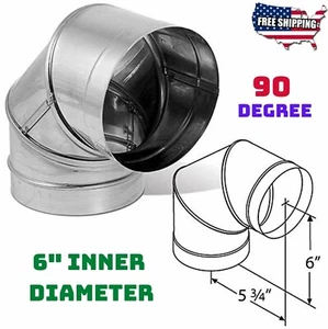 6" Inner 90 Degree Diameter Stainless Steel Stove Pipe Elbow DuraBlack Stove Pip - Picture 1 of 3