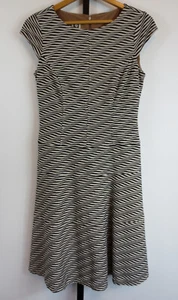 Vestido Anne Klein entallado y acampanado manga gorra para mujer talla 6 bronceado cebra LEER - Imagen 1 de 10