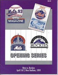 Libro de marcadores oficial de los Mets de Nueva York 1993 contra los Rockies sin marcar + foto del equipo - Imagen 1 de 4