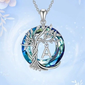 Tree of Life Pendant With A-Z Initial Letter Women Necklace New Love Gifts - Picture 1 of 39