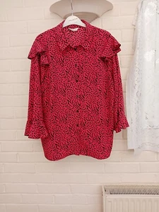 Matalan Pink Spotted Long Sleeved Flare Shirt Size 16 (Frilled) - Picture 1 of 8