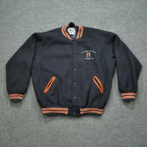Vintage Varsity Jacket Adult XL Blue Orange Wool Roadway Trucker Trucking Mens - Picture 1 of 11
