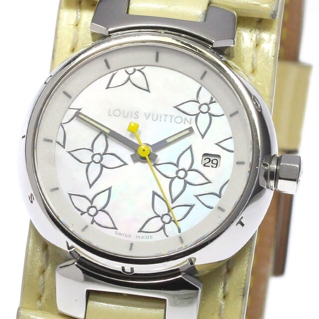 Louis Vuitton Stainless Steel Monogram Tambour Q1211 Women's Wristwatch 28  mm For Sale at 1stDibs
