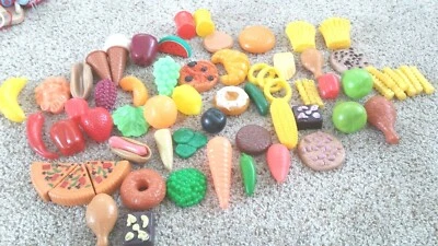 Lot 66 Pieces Play Food Vegetables Fruit Meat Pizza Vegetables - Image 1 of 4