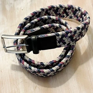 PAOLO VITALE Mens Italian Woven Leather Belt SIZE 40-42 (105 cm) Solid Brass NEW - Picture 1 of 10