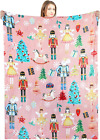 Soldier Nutcracker Throw Blanket, Pink - 60 X 50 Inch Soft Blanket For Bed, Sofa