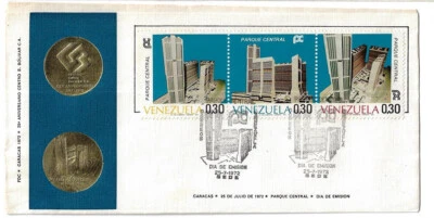 Venezuela: 1972; Scott 1003a, trio, cover FDC owner's, highest building EBV439 - Image 1 of 2