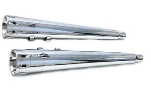 MUTAZU 4" Chrome Slotted End Cap Slip-On Mufflers Exhaust 95-16 Harley Touring - Picture 1 of 8