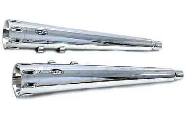 MUTAZU 4" Chrome Slotted End Cap Slip-On Mufflers Exhaust 95-16 Harley Touring - Image 1 of 4