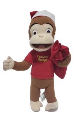 Mono de peluche Curious George con sombrero de Santa y bolsa animal de peluche 14" nuevo sin etiquetas Foto 1 de 4