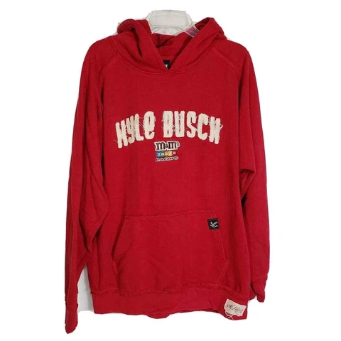 Kyle Busch Chase Hoodie Size Large Red Sewn JOE GIBBS Racing Nascar M&Ms Cover