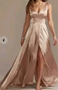 Maxi Vestido Galina Signature Rosa Ostra Desnudo Formal Dama de honor Boda Talla 10 - Imagen 1 de 9