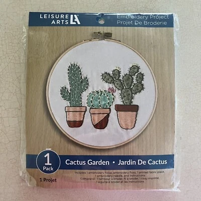 ARTES DE LAZER ~ Projeto de Bordado/Artesanato Novo 'Jardim de Cactos' kit completo amostrador - Imagem 1 de 4