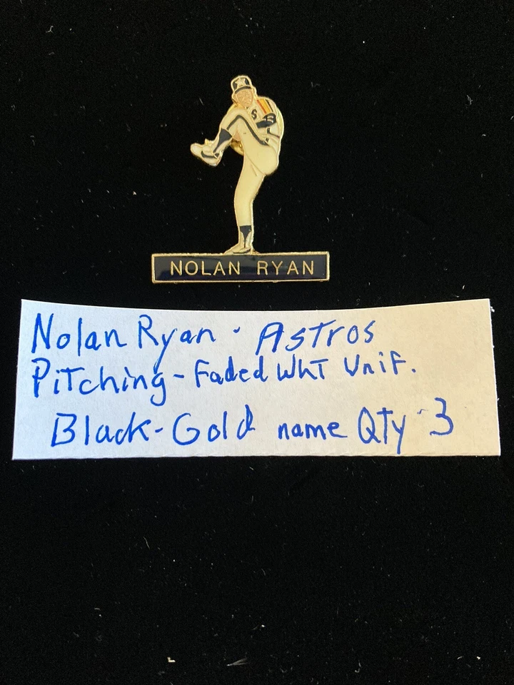 Vintage Lapel Pin  Rare Nolan Ryan Houston Astros, Black Gold Writing - Image 1 of 1