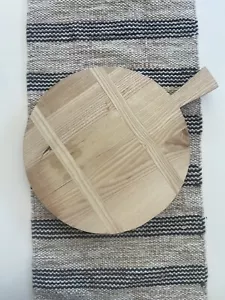 Pottery Barn Ash Wood Circle Serving Tray With Handle - Picture 1 of 4