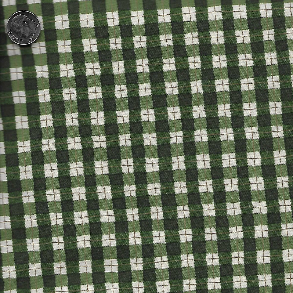 Tela ~ Northcott ~ Cuadros verdes y crema ~ 100% algodón ~ Se vende por 1/2 yarda Foto 1 de 1