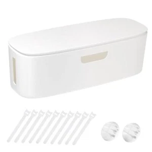 Cable Management Box - Large Cord Organizer Box to Hide Power Strip & White - Picture 1 of 7