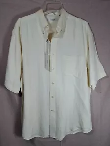 Turnbury Men's Button Up Cream Silk Linen Shirt Size Large New With Tags - Picture 1 of 13