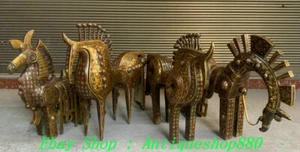 34.6'' Zhan Han War Dynasty Bronze Ware 24K Gold Gilt Organ Mechanism Horse Set - Picture 1 of 9