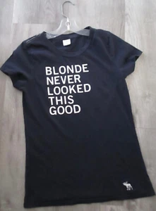 Difícil de encontrar! CAMISETA DE COLECCIÓN ABERCROMBIE & FITCH SPELLOUT MUJER AZUL MARINO TALLA L ¡ENVÍO GRATUITO! - Imagen 1 de 5