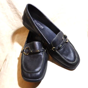 🥿 Villager by Liz Claiborne Loafers sz 10 M Black Leather; Strap Details - Picture 1 of 16
