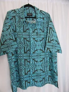 Camisa Kau Kauwa Tropical Hawaiana Para Hombre Talla 4XL Manga Corta 100% Algodón Tribal - Imagen 1 de 4
