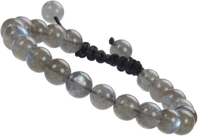 Labradorite Gemstone Bracelet 8mm Beads Adjustable Healing Energy Unisex Gift - Image 1 of 4