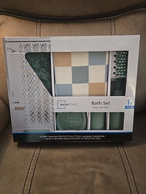 Занавеска для душа Mainstays 17 предметов геометрический принт полиэстер/пластик и... - Изображение 1 из 4