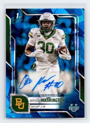 Bryson Washington 2025 Bowman University Chrome Sapphire BCA-BWA 1st Bowman Auto - Image 1 of 2