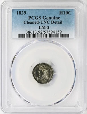 Media moneda de diez centavos busto tapado 1829 H10c LM-2 PCGS SIN CIRCULAR detalles limpios Foto 1 de 4