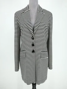 Exclusively Misook Sweater Jacket Womens Medium Black White Stretch Knit Vintage - Picture 1 of 13