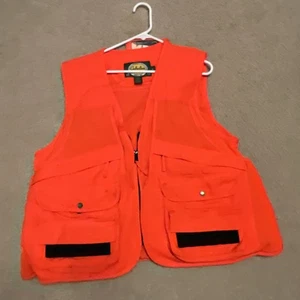 Cabela's Upland Vest Size Large Full Zip Back Blaze Orange 942000 - Picture 1 of 7