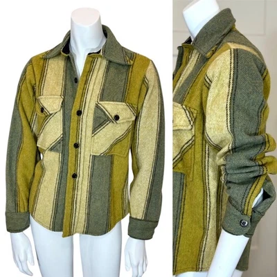 Vintage 60’s FOX KNAPP CPO SHIRT JACKET S Wool Striped Shacket Hunting Military - Image 1 of 4