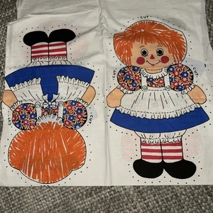 Vintage 2 Crewel Creative Stitchery Raggedy Andy Rag bambola giocattolo pannello tessuto 992B - Foto 1 di 2
