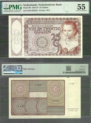 Netherlands  P-60  25 Gulden 1943-44 PMG 55 - Image 1 of 4