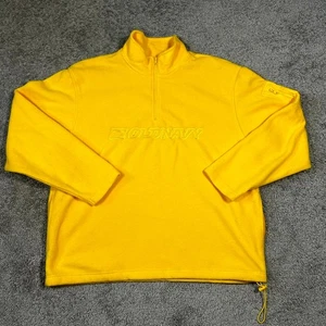 VTG Y2K Old Navy Sweatshirt Men XL Yellow Fleece 1/4 Zip Lined Grunge Spell Out - Picture 1 of 6