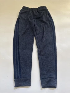 Adidas Jogging Pants 3 White Stripes Boys Medium Youth 10/12 Joggers Cuffed - Picture 1 of 9