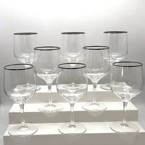 8er Set - NORITAKE FAME KRISTALL WEINGLAS Platiumn Trim 6,5" hoch - Bild 1 von 7